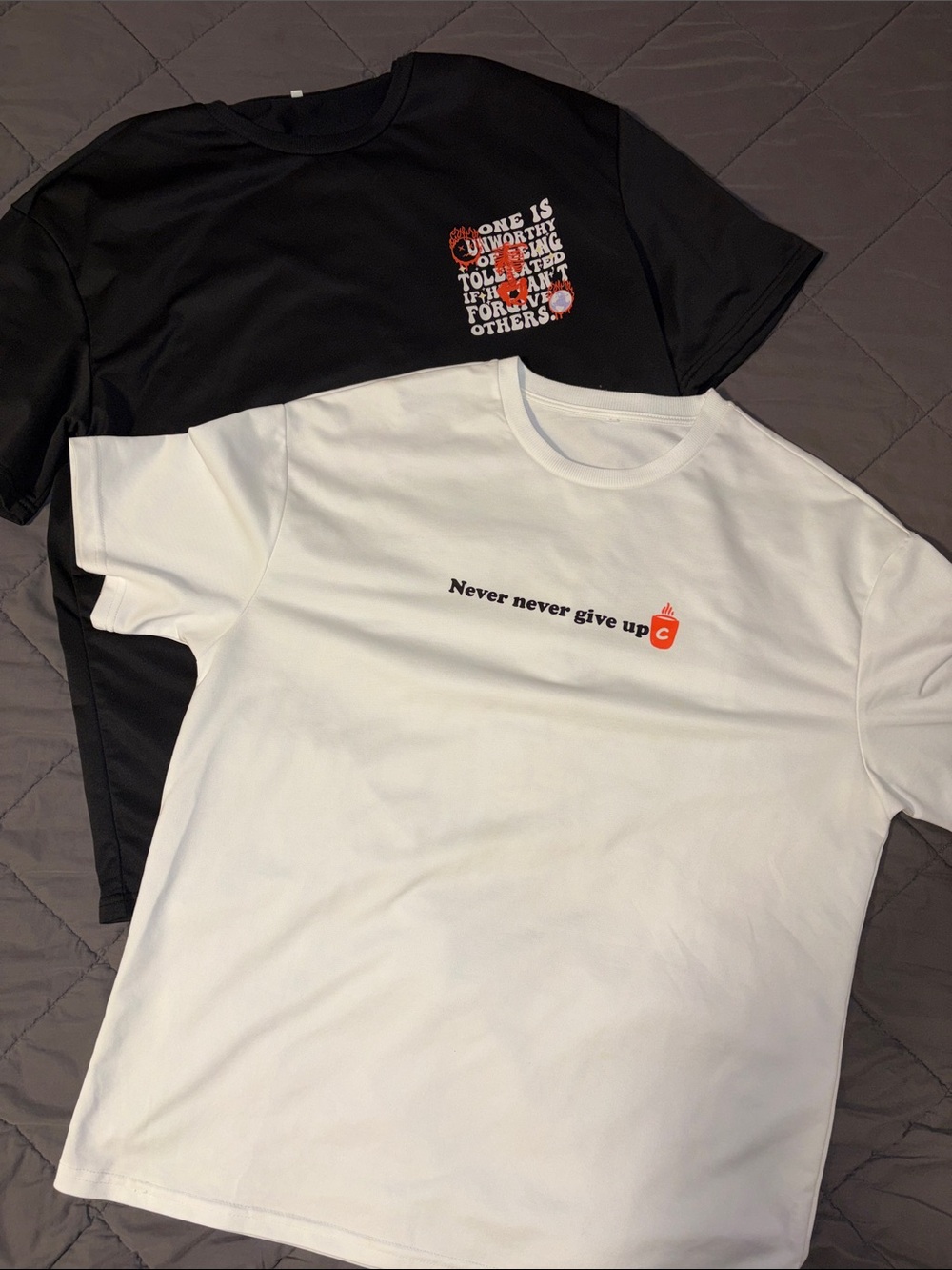 Kids Crew Neck Tee - White/Black - Motivational Graphic